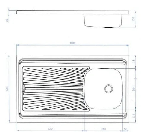 AIR KITCHEN SINK L1100 100x60x15CM