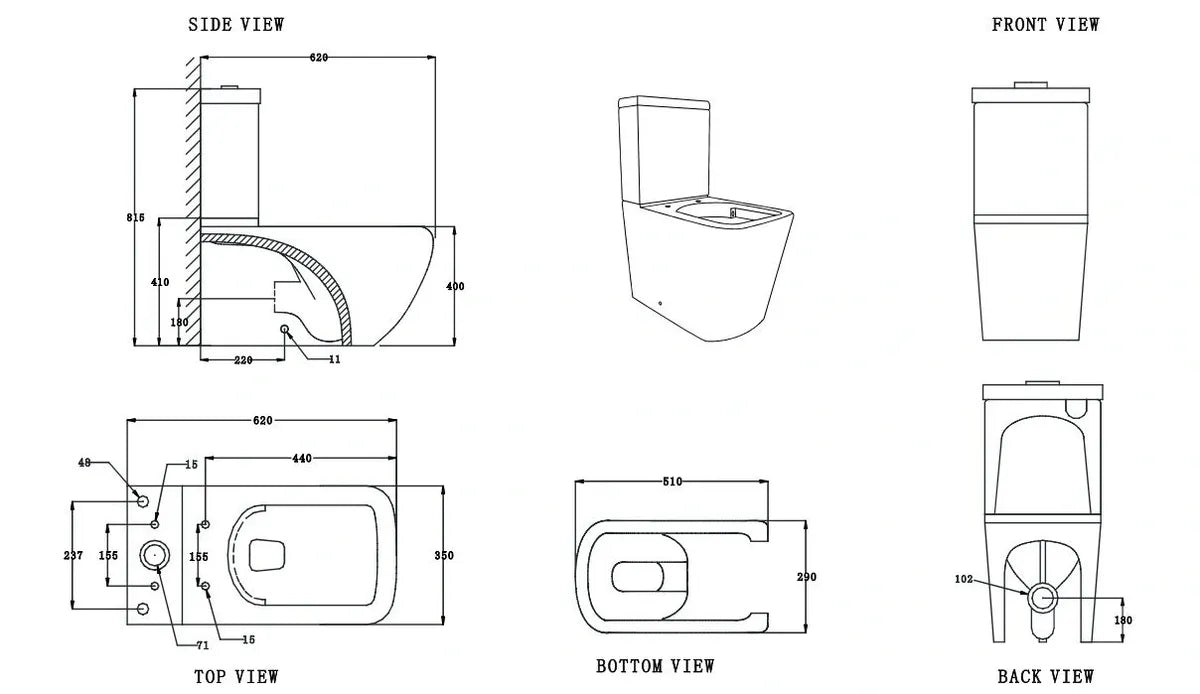 RAMA RIMLESS COMPLETE SET TOILET