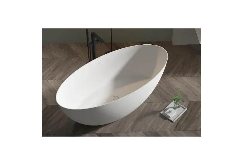 FREE STANDING SOLID SURFACE BATHTUB WHITE MATTE 170x100x56CM