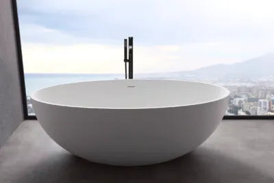 FREE STANDING SOLID SURFACE BATHTUB WHITE MATTE 170x100x56CM