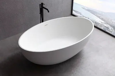 FREE STANDING SOLID SURFACE BATHTUB WHITE MATTE 170x100x56CM