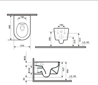 BLACK MATTE RIMLESS WALL HUNG TOILET