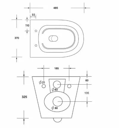 RIMLESS BLACK WALL HUNG WC