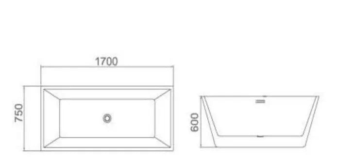 FREE STANDING BATHTUB SQUARE 170x75x60CM