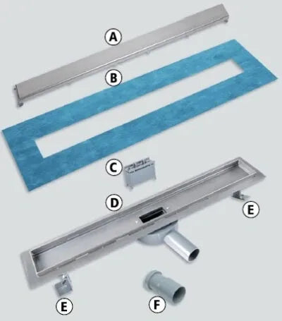 SHOWER DRAIN WITH CERAMIC GRID 60CM