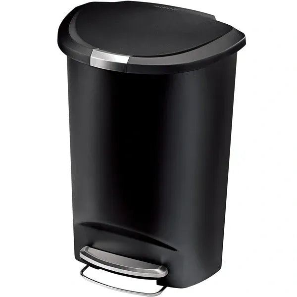 50L SEMI-ROUND PEDAL BIN PLASTIC BLACK