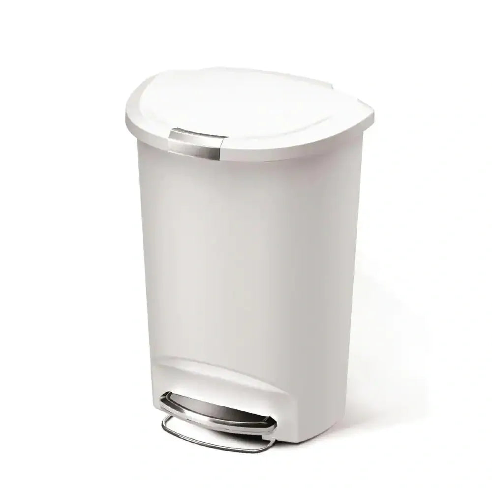 50L SEMI-ROUND PEDAL BIN PLASTIC WHITE