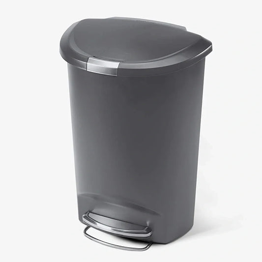 50L SEMI-ROUND PEDAL BIN PLASTIC GREY