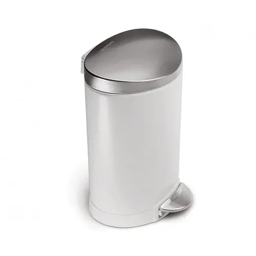 6L Semi-Round Step Can White Stainless Steel