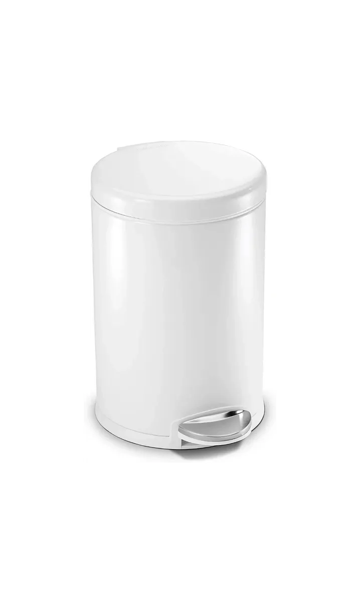 3L Mini Round Pedal Bin White Stainless Steel