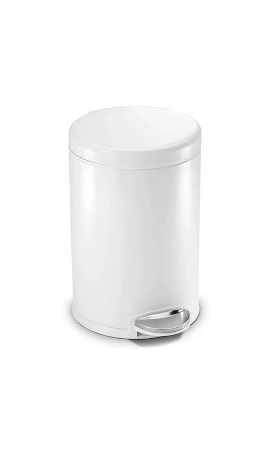 3L Mini Round Pedal Bin White Stainless Steel