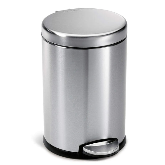 3L Deluxe Mini Round Pedal Bin Brushed Stainless Steel