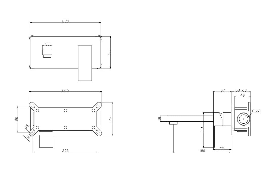 BUILD-IN SQUARE BLACK BASIN MIXER