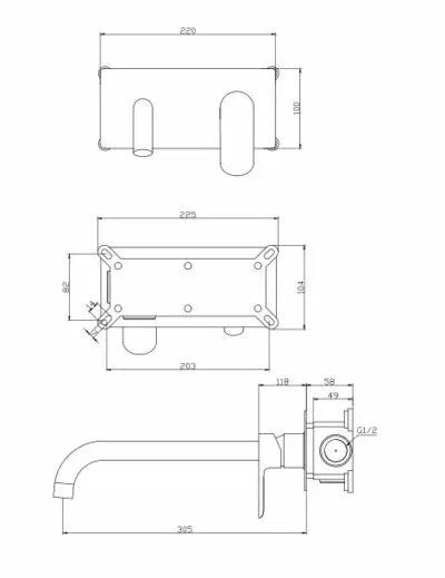 BUILT-IN ROUND BLACK BASIN MIXER