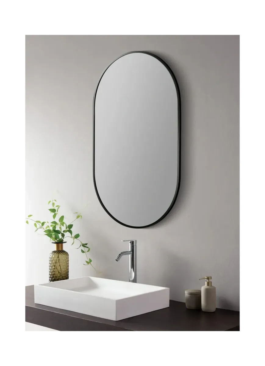 OVAL MIRROR WITH BLACK FRAME 50x100CM