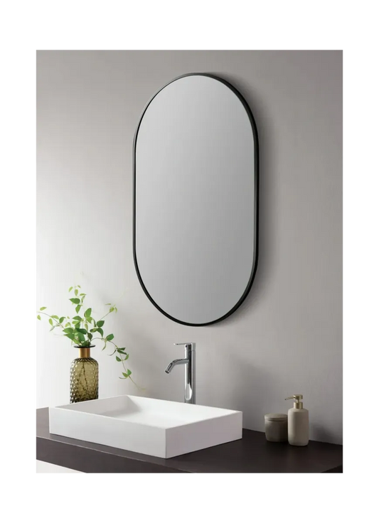 OVAL MIRROR WITH BLACK FRAME 50x100CM