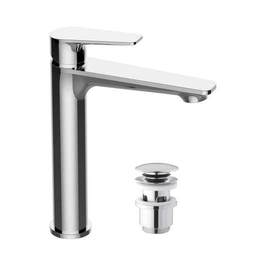 SPRINT SINGLE LEVER BASIN MIXER TALL WITH BRASS POP-UP WASTE CHROME