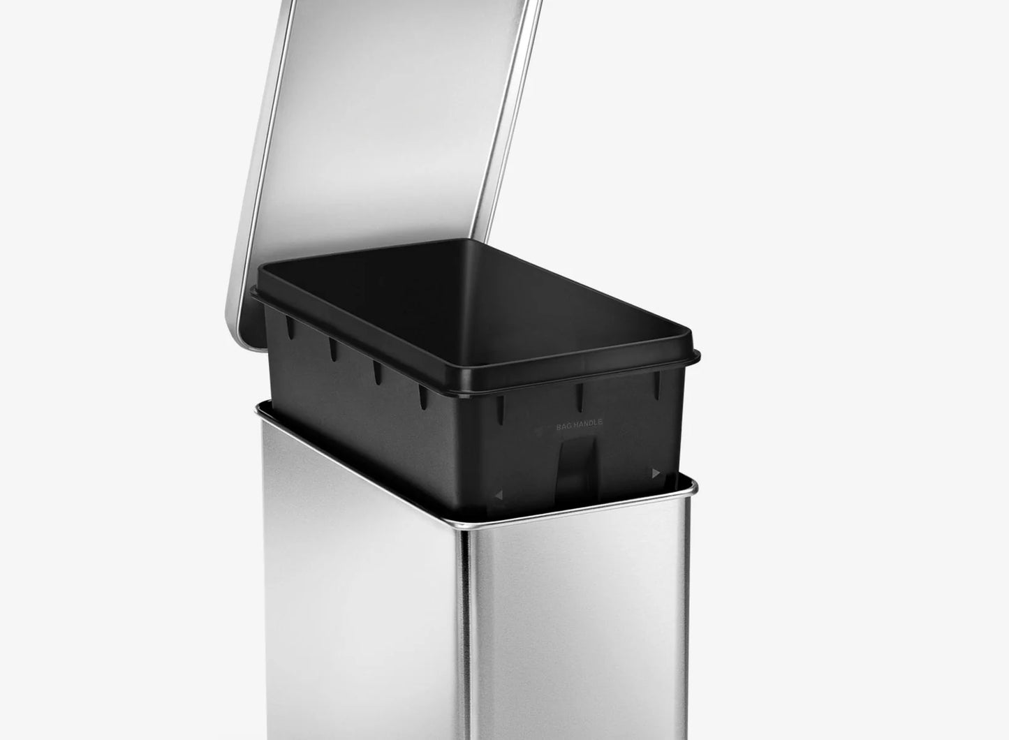 SIMPLEHUMAN PROFILE PEDAL BIN BRUSHED STEEL WITH BLACK PLASTIC LID 10L