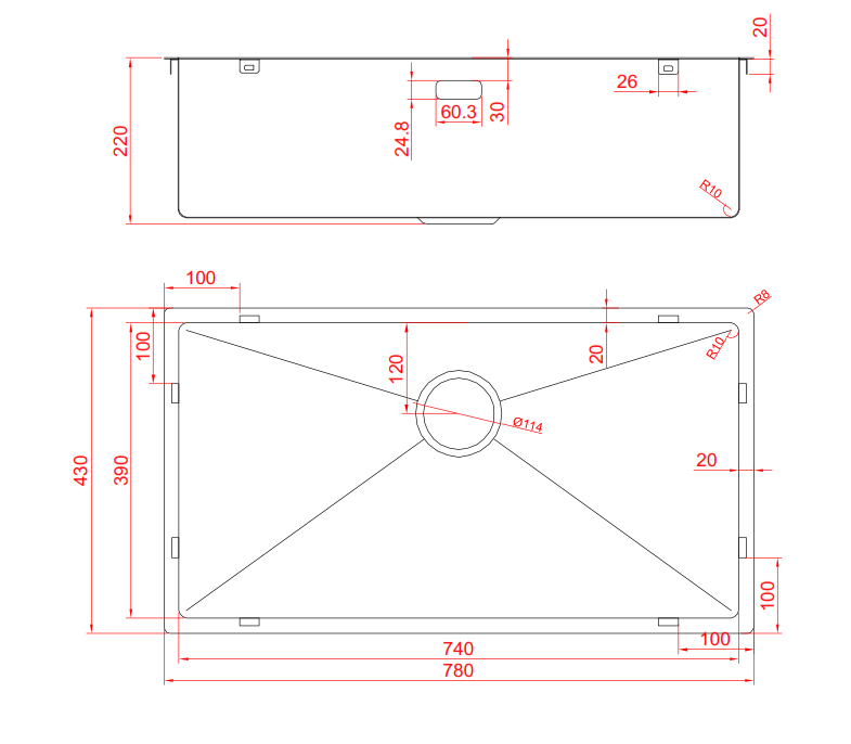 BRUSHED CHAMPAGNE GOLD UNDERMOUNT KITCHEN SINK 78x43x22CM